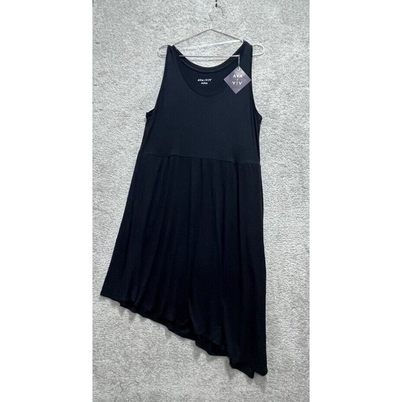 Ava & Viv Dresses & Skirts - AVA & VIV Women's Asymmetric Hem Dress 1X Black Scoop Neck Sleeveless‎ Pullover
